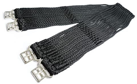 Schnurengurt Pferd, Schnuren Sattelgurt Größe 90cm - 140cm, Sattelgurt für optimale Druckverteiling & Bewegungsfreiheit (110cm, Schwarz)