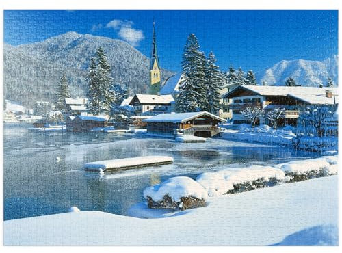MyPuzzle Malerwinkel mit Kirche von Rottach-Egern am Tegernsee, Oberbayern - Premium 1000 Teile Puzzle - MyPuzzle Sonderkollektion von Puzzle Galaxy