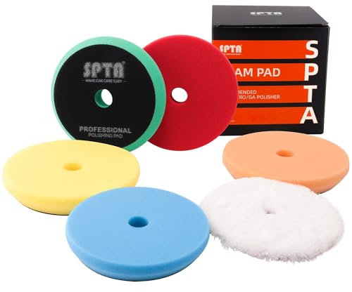 Polierschwamm, SPTA 5tlg 125mm Klett Polierpad Polierschwämme Polieraufsatz Wachs Schwämme Auto Polierpad Polieren Pad Schwamm Polierschaum Set für 125mm Exzenter Poliermaschine Schleifmaschine
