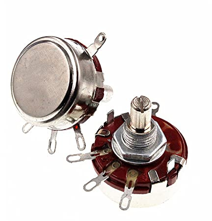 ezqnirk 1pcs wth118 2W 1A Potentiometer Rundwelle Carbon Rotary Taper Potentiometer,1K Ohm