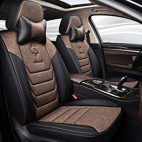 Bediff Autositzbezüge universell passend für Mercedes Benz W204 W211 W210 W124 W212 W202 W245 W163 Cla Gls Gla Glc A/B/C/E Klasse Vollleder Sitzbezüge braun