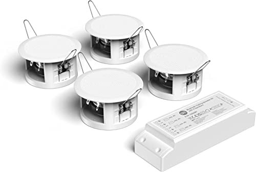 SAC Bluetooth 12W Ceiling x 4 Speaker Kit, Compact Easy To Install Easy Pairing