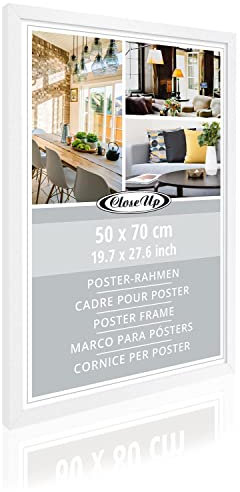 Close Up Posterrahmen 50 x 70 cm | Holzdekor (MDF) weiß mit Rückwand | PVC-Scheibe (unzerbrechlich) Profilbreite 20 mm