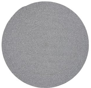 Outdoor & Indoor Teppich - Umkehrbar - Flachgewebe Sisaloptik - Wetterfest - Wohnzimmer Balkon Küche - Handgearbeitet - Modernes Boho Jute Stil - Silber - Ø120cm Rund