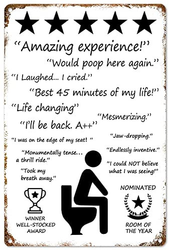 CrazySign Panneau humoristique pour salle de bain Poop Here - Décoration murale vintage - 20,3 x 30,5 cm - Bonne humour pour l'utilisateur de la salle de bain (209)