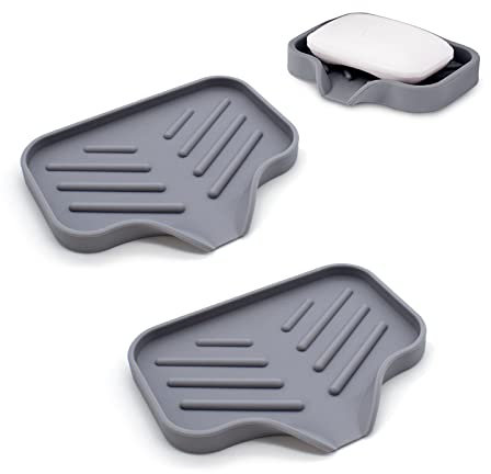 Seifenschale, XIACIBDUS 2 Stück Seifenhalter Silikon mit Ablauf, Spülbecken Organizer Abtropfmatte Silikon für Küche Badezimmer dusche Schwämme Bürsten