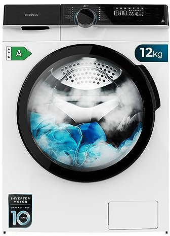 Cecotec Lavadora 12Kg de Carga Fronta Bolero DressCode 121000 A. 2000W, 1400 rpm Máximas Regulables, Certificación WoolMark, 14 Programas, Bajo Consumo, Limpieza Automática del Tambor