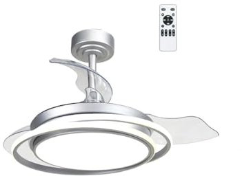CRISTALRECORD Ventilador de techo LED Antila Mini Plata 45W 4000 Lm CCT
