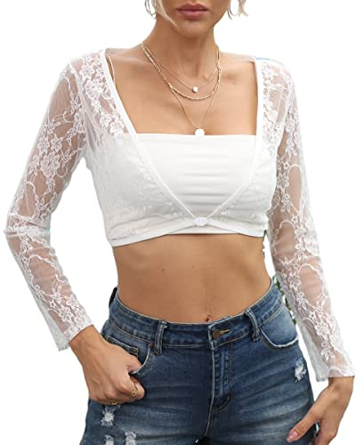 Buliezy Coprispalle da Donna in Pizzo con Maniche a 3/4, estive, Cardigan a Maniche Lunghe, per Abiti, Matrimoni, Costumi da Bagno