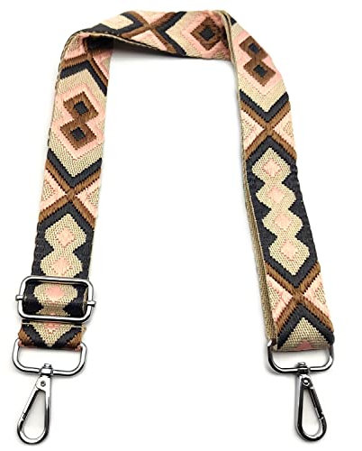Schultergurt für Taschen Verstellbarer, Taschengurte zum Wechseln Grau-Khaki-Rosa, 3.8cm Schulterriemen Breit mit Silber Karabiner, Umhängegurt für Taschen für Damen Taschen Handtaschen DIY, 3