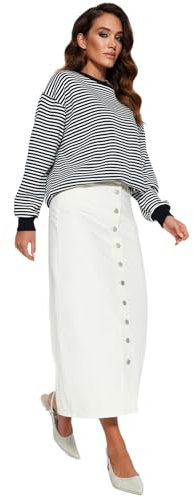 Trendyol Women's Damen Gerade Maxi Linie Hijab-Rock Skirt, Ecru, 38