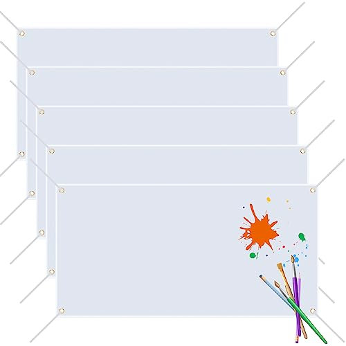 5 Stück leere Banner zum Dekorieren, große leere Banner Schilder mit hängenden Seilen, 2 x 1,2 m DIY Blanko-Sublimations-Banner für Schule, Hochzeit, Geburtstag, Party, Innen- und Außendekoration