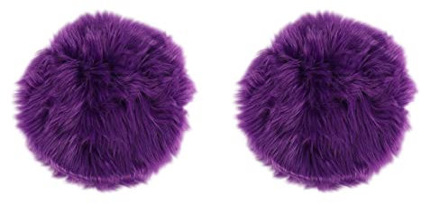 Fuzzbat 2X Schaffell Kunstfell 30x30cm Flauschig Weich Longhair Kissen Stuhl Sofa (Rund Lila)
