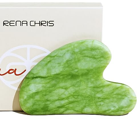 Rena Chris Jade Gua Sha Stein, Guasha Stein für Kieferlinien-Straffung und Reduzierung von Gesichtsschwellungen, Hautpflege-Geschenk – Mintgrün