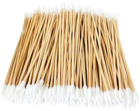 Hisopos de limpieza de armas (200 unidades, 6 pulgadas) – Hisopos de algodón de precisión de doble punta con ejes de bambú fuertes – Diseño natural sin pelusa para zonas de difícil acceso