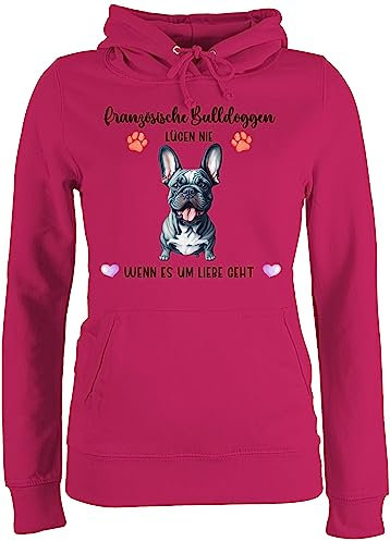 Pullover Damen Hoodie Frauen - Hunde - Französische Bulldogge - Geschenk Hundebesitzern - XS - Fuchsia - französische Damen+Pullover+mit+hundemotiv Hundebesitzer Bulldoggen hundemotiven. Hund