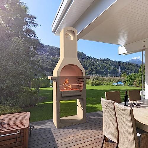Holzkohlegrill aus Beton mit Kamin, Artikelmaterial: Beton