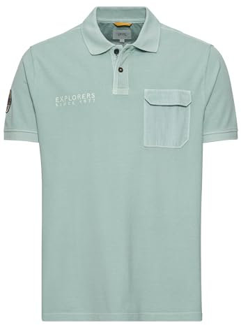 camel active Herren Piqué Poloshirt aus zertifiziertem Organic Cotton Grün, Menswear-L