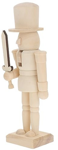 Ciieeo Wooden Nutcracker Craft Wooden Nutcracker Graffiti Unpainted Wooden Nutcrackers DIY Wooden Nutcracker for DIY Christmas Graffiti Adornment New Year Gift