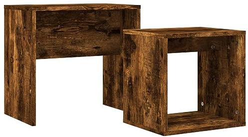 vidaXL Satztisch 2 STK., Couchtische in verschiedenen Größen, Tisch für Schlafzimmer Wohnzimmer Büro, Wohnzimmertisch Nachttisch, Räuchereiche Holzwerkstoff