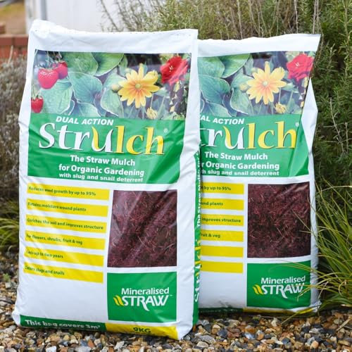 Strulch Mineralised Straw Garden Mulch 10x 100 Litre Bags- Natural Straw Mulch - Perfect as a Natural Slug & Snail Deterrent - Mulches for Gardens UK - by Thompson and Morgan (10)