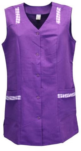 7/8 Kasack Baumwolle einfarbig Schürze kurz ohne Arm, Größe:40, Farbe:lila