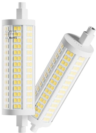R7S 118mm LED Lampen 20W Dimmbar, Doppelendige J Typ, Natürlich Weiß | 2 Stück,Flutlichter,200W Halogenstab T3 äquivalent,2500lm, Leuchtmittel Stablampe,Wände Sicherheit Böden Glühbirnen