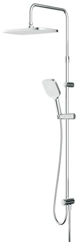 Duschset Brauseset Duschsystem ohne Armatur, Regenduschset Kopfbrause quadratischer Überduschkopf Duschsäule Dusche AM.PM F07FA000 Func, Chrom