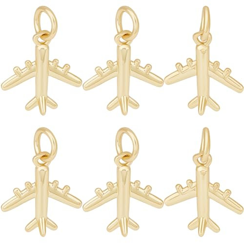Beebeecraft 1 Box 12 Stück Flugzeug Charm 18 Karat Vergoldet Flugzeug Flugzeug Flug Fluggesellschaft Transport Anhänger Charms Mit Biegeringen Für Die Herstellung von Schmuck