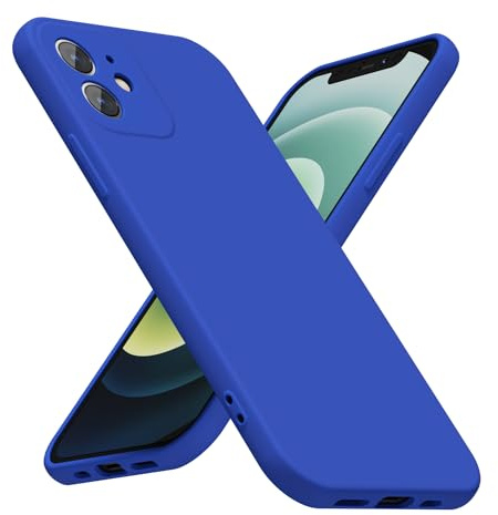 LoeoeL for iPhone 12 Phone Case Silicone, Minimalist Ultra Thin Slim Soft Rubber Gel Solid Color Matte TPU Cute Case for Women Men, Girly Plain Aesthetic Design & Camera Cover Protection, Royal Blue