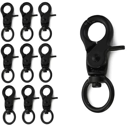 10 Stücke Karabiner Wirbel Schnappkarabiner, Schlüsselanhänger Karabiner Mit Drehgelenk Karabinerhaken mit Drehgelenk Klein,Für Hundeleine, Schlüssel, Taschen, Gurtband (Zinklegierung, Schwarz)