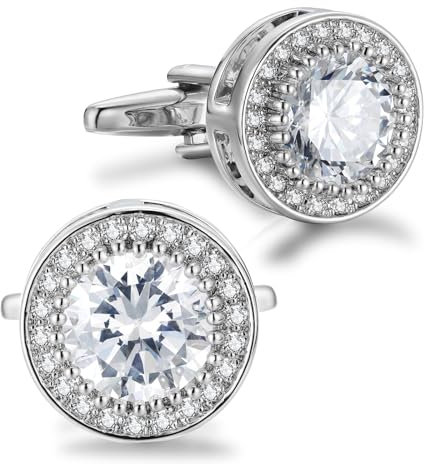 Manschettenknöpfe Zirkonia Herren Kristall Manschettenknopf Cufflinks CZ für Hochzeit Bräutigam Trauzeuge