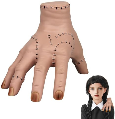 ASSUGO Wednesday Hand Halloween Dekoration, gruselig eiskaltes händchen,Realistic Scarred Latex Hand, Gruselige Requisiten für Cosplay