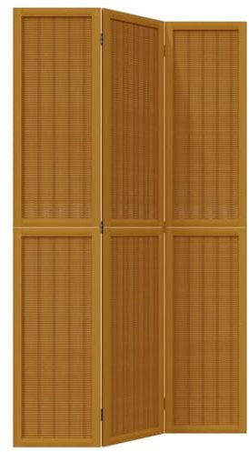 3-teilig Paravent, Raumteiler Faltdesign Trennwand Sichtschutz Spanische Wand Raumtrenner für Schlafzimmer Wohnzimmer Büro, 105-110 x 200 cm Braun Massivholz Paulownia