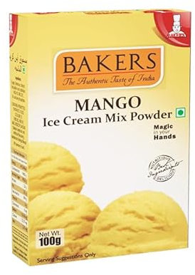 BAKERS Classic & Delightful Mango Ice Cream Powder, Easy to Make No Sugar Needed Perfect Dessert Mix - 100g (Pack Of 2)