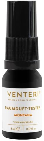 Venteri - Montana: Luxus Raumduft-Tester Holzig & Frisch Premium Glasflasche mit Schraubverschluss (5ml)