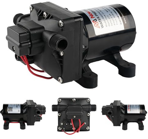 Pompa Acqua Autoadescante 12V, Pompa a Membrana 3.0GPM 11.3LPM 55PSI Pompa Acqua Pressostato con Interfaccia Filettata 1/2 Pollice Autoadescante per Auto Camper Roulotte
