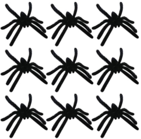 FSSTUD 20 Stück kleine, realistische haarige Spinnen aus Kunststoff, schwarz, gefälschte gruselige Spinnen, Halloween, Party, Spinnenrequisiten, Witz, Streichspinnen, Spukhaus-Spinnen Dekorationen
