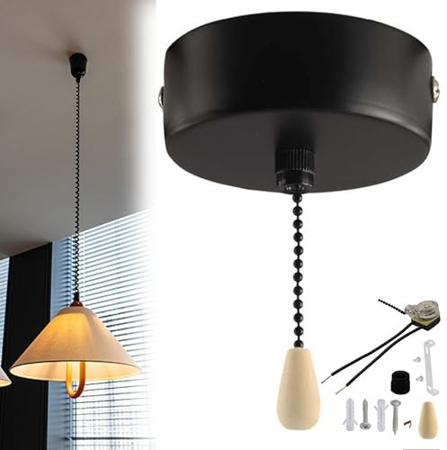 SUQ Bathroom Light Pull Cord Switch Ceiling 2m, Ceiling pendant light cord pull string, Bathroom Accessories, Bathroom Ceiling Light Pull Cord Switch with Chain Kit, Bathroom Chandeliers Accessories