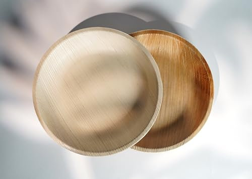 BamBoo You Pack of 20 Disposable Palm Leaf Plates 7 (18 x 18 cm) - Round Compostable & Disposable Plates, Eco Friendly, Natural Plates for Parties, Events, Hot Food, Microwave & Oven Safe
