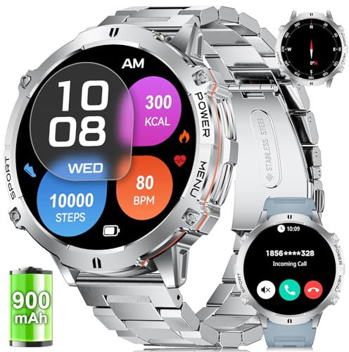 LIGE Montre Connectée Homme avec Appels Bluetooth, 1.75 AMOLED Montre Podometre avec 900mAh Batterie/110 + Modes Sportifs/Fréquence Cardiaque/Sommeil Moniteur, Android iOS Montre Intelligente