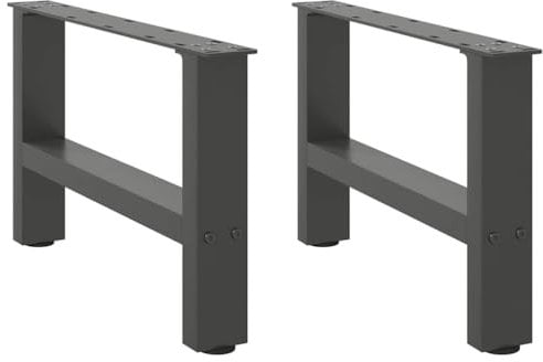 vidaXL Pieds de Table Basse Anthracite 2 pièces 50 x (30-31) cm Acier
