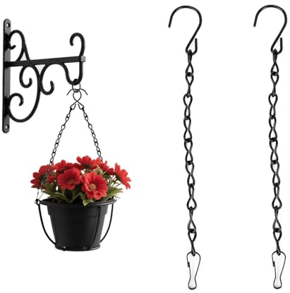 Kette Schwarz,Kette Für Blumenampel,Hängende Blumentöpfe,2 Stück 9.5 Metallkette Zum Aufhängen,Aufhängung Blumenampel Für Hängepflanztopf,Hängepflanze,Blumentöpfe,Außen Pflanzenhänger Vogelkäfigen