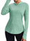 Gyabnw Langarm Sportshirt Damen Hoodie mit Daumenlöchern und Reflektierendem Rücken für Laufen Yoga Fitness Sonnenschutz Activewear
