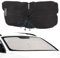 CompraFun Parasol Coche Delantero, Plegable Paraguas Coche 145 x 80 cm, Parasol para Parabrisas Protección UV y Aislamiento Térmico, para Mayoría de Coches, SUV, Camiones