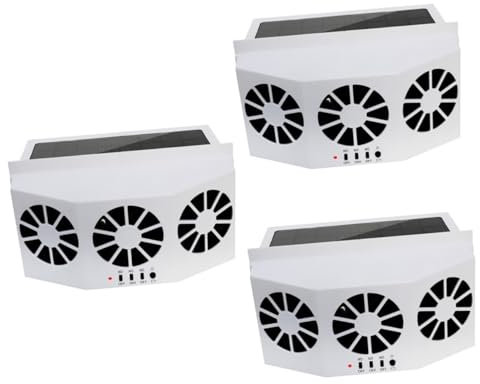 Garneck 3 Pièces Ventilateur de ventilation de voiture glacière alimenté voitures climatiseur mobile ventilateur d'échappement de voiture solaire refroidisseur de voiture à énergie solaire