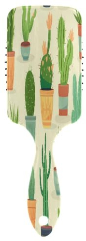 Hair Brush Paddle Comb Hairbrush Air Cushion Comb Flowerpot Green Cactus for Thick Hair & Anti Static Detangling