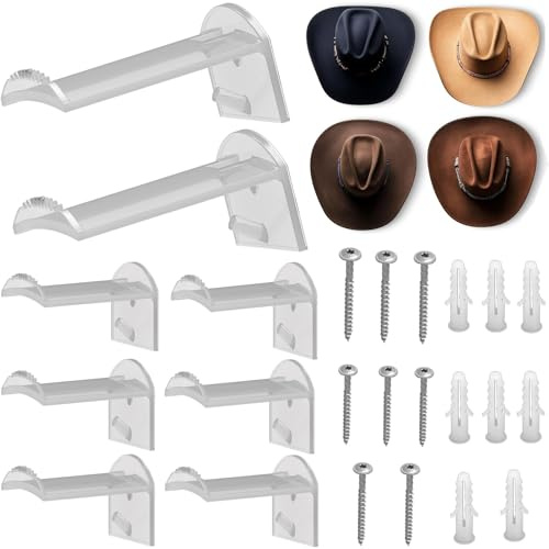 Hut Halterung Wand Cowboy, 8 Stück Hut Rack für Cowboyhüte, Makramee-Hutaufhänger, Cowboy Huthalter Cap Ständer, Selbstklebende Hut-Haken von Hüten, Handtüchern, Taschen, Schals (Transparent)