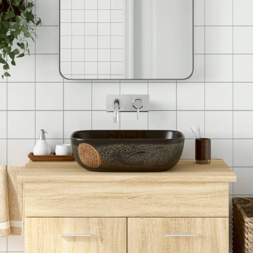 Generico Lavabo da Appoggio Nero Rettangolare 48x37,5x13,5 cm Ceramica,Articoli di ferramenta,Prodotti Idraulici,Articoli Idraulici,Lavandini,Lavandini bagno-155094