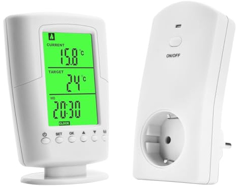 Fasizi Presa termostatica senza fili, termostato a infrarossi con modalità riscaldamento e raffreddamento, per dispositivi di riscaldamento e raffreddamento
